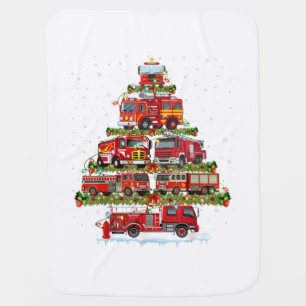 Fire Truck Lights Firefighter Fire Truck Christmas Baby Blanket