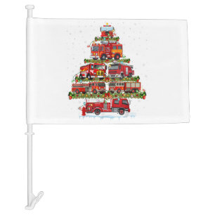 Fire Truck Lights Firefighter Fire Truck Christmas Car Flag
