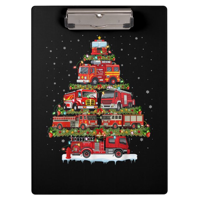 Fire Truck Lights Firefighter Fire Truck Christmas Clipboard (Front)