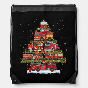 Fire Truck Lights Firefighter Fire Truck Christmas Drawstring Bag