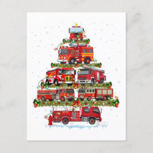 Fire Truck Lights Firefighter Fire Truck Christmas Enclosure Card