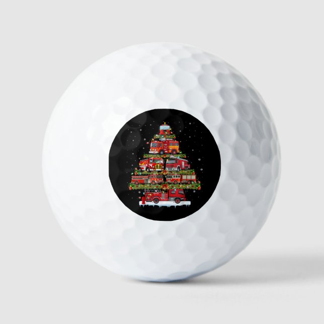 Fire Truck Lights Firefighter Fire Truck Christmas Golf Balls (Front)