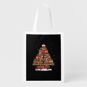 Fire Truck Lights Firefighter Fire Truck Christmas Grocery Bag