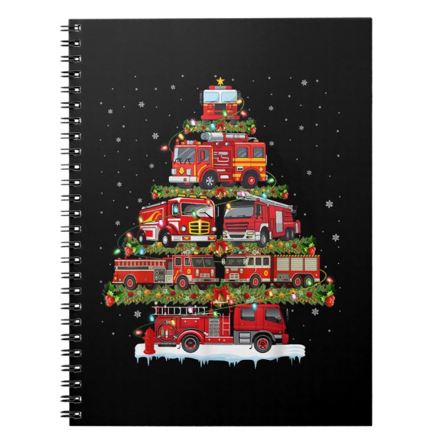 Fire Truck Lights Firefighter Fire Truck Christmas Notebook (Front)