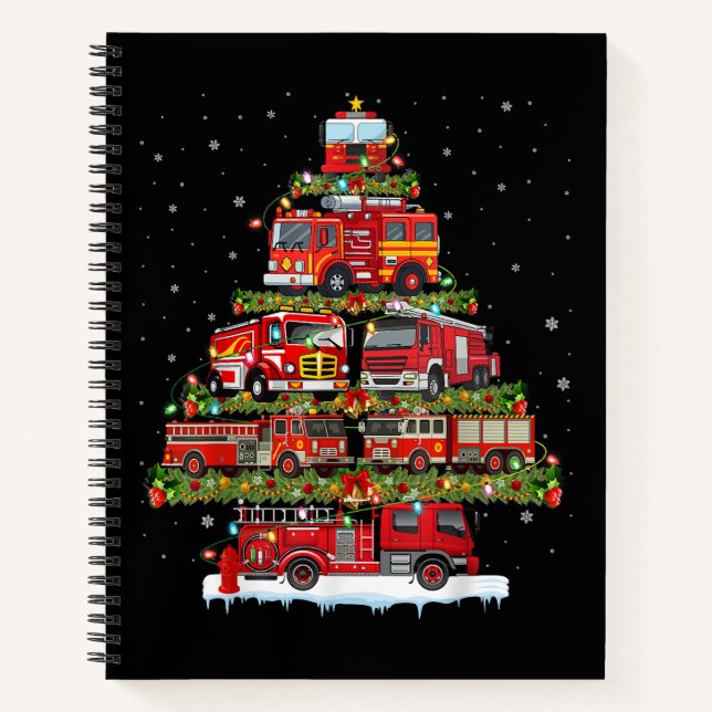 Fire Truck Lights Firefighter Fire Truck Christmas Notebook (Front)