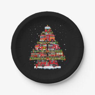 Fire Truck Lights Firefighter Fire Truck Christmas Paper Plates