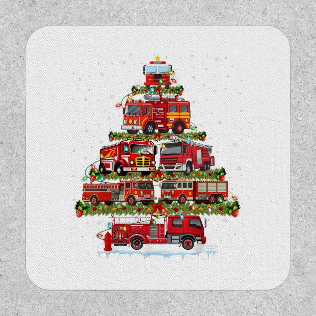 Fire Truck Lights Firefighter Fire Truck Christmas Patch (Front)