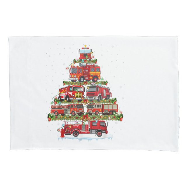 Fire Truck Lights Firefighter Fire Truck Christmas Pillow Case (Front)