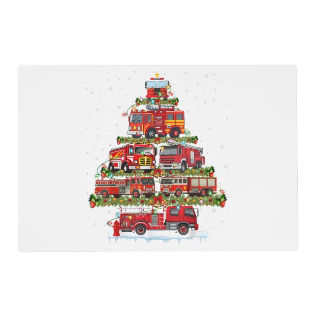 Fire Truck Lights Firefighter Fire Truck Christmas Placemat (Front)