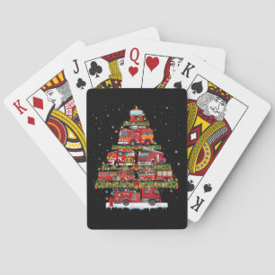 Fire Truck Lights Firefighter Fire Truck Christmas Poker Cards
