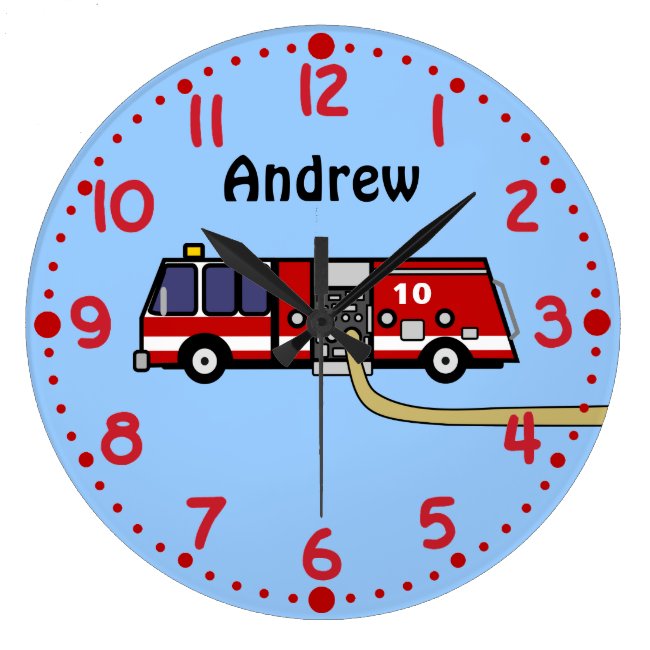 Fire Truck Lovers Personalized Name Boys Clock