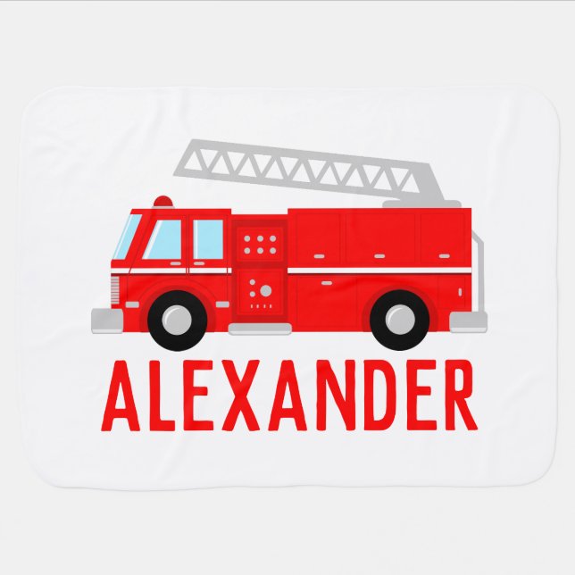 Fire Truck Name Baby Blanket (Horizontal)