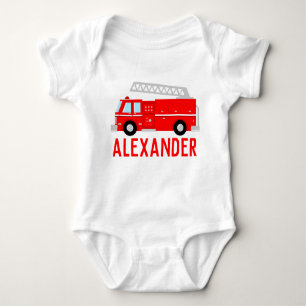 Fire Truck Name Baby Bodysuit