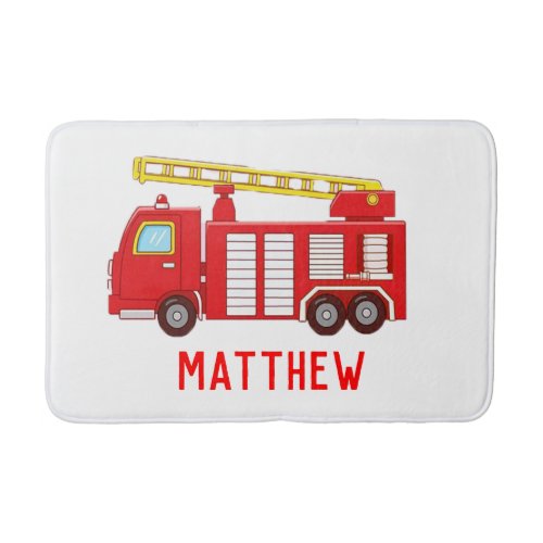 Fire Truck Name Bath Mat