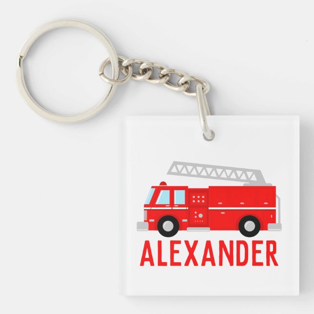Fire Truck Name Keychain (Front)