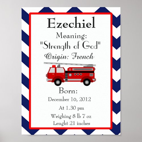 Fire truck name meaning keepsake poster