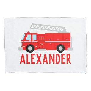 Fire Truck Name Pillow Case