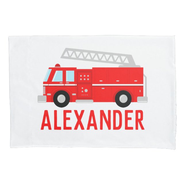 Fire Truck Name Pillow Case (Front)