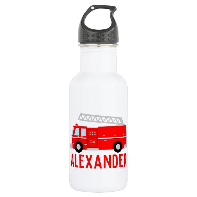 Fire Truck Name Stainless Steel Water Bottle (Front)