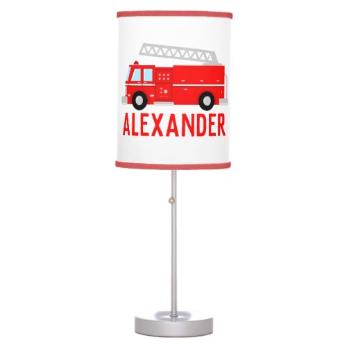 Fire Truck Name Table Lamp