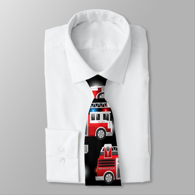 Fire truck neck tie (Tied)
