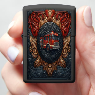 Fire Truck on Imitation Leather Zippo Lighter