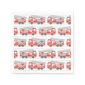 Fire Truck Paper Napkins, Firefighter Birthday Napkins