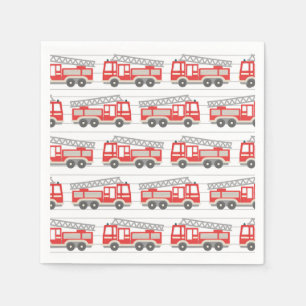 Fire Truck Paper Napkins, Firefighter Birthday Napkins