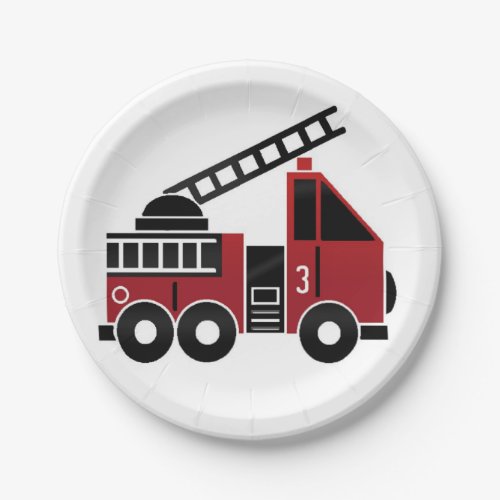Fire truck paper plate