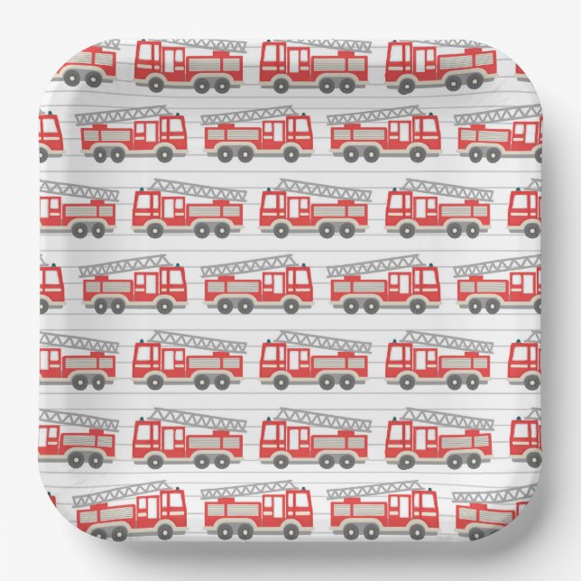Fire Truck  Paper Plates (Front)