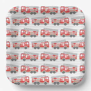 Fire Truck Paper Plates, Firefighter Hero Party Plates