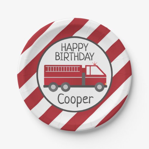 Fire Truck Paper Plates for Firefighter Birthday