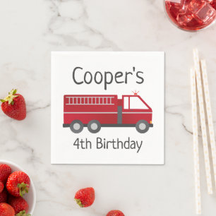 Fire Truck Paper Plates for Firefighter Birthday Napkins