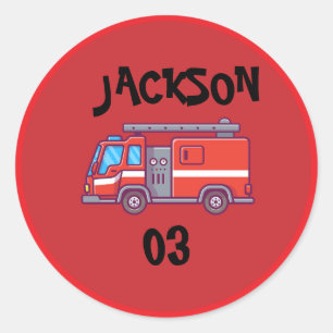 Fire truck Party Birthday Classic Classic Round Sticker