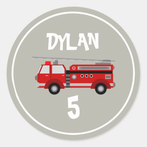 Fire truck Party Birthday Classic Round Sticker