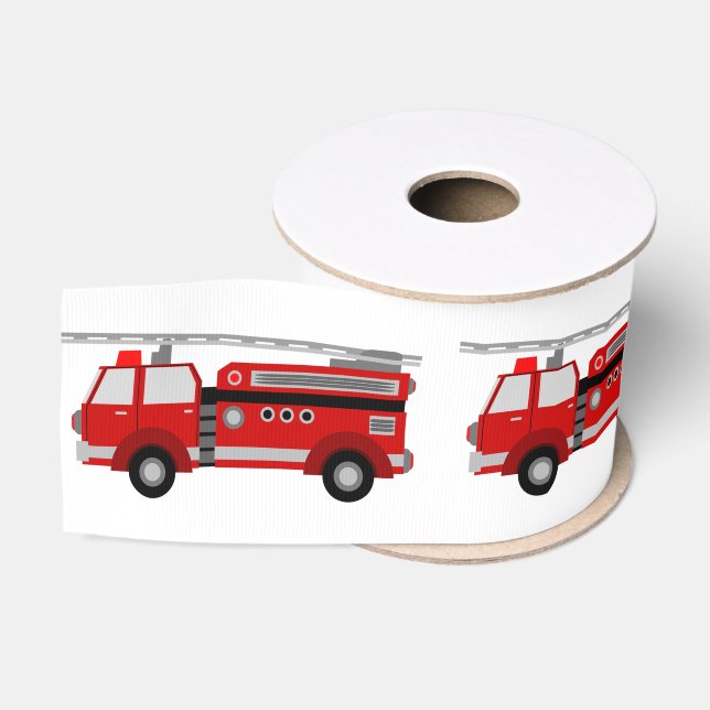 Fire truck Party Birthday Gift Gros Grain Ribbon (Spool)