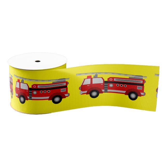 Fire truck Party Birthday Gift Gros Grain Ribbon (Spool)