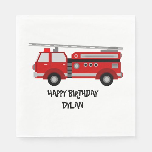 Fire truck Party Birthday Personalized Napkins