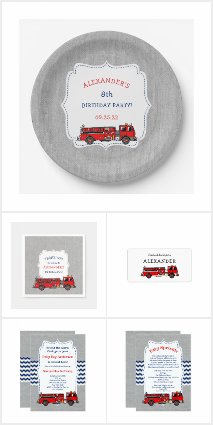 Fire Truck Party or Baby Shower Collection