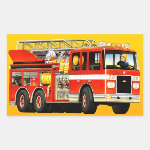 Fire Truck Party Rectangular Sticker