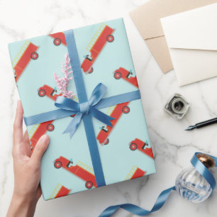 Fire truck pattern fun wrapping paper