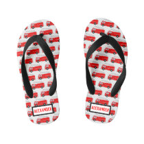 Fire Truck Pattern Name Kid's Flip Flops Fire Truck Pattern Name Kid's Flip Flops