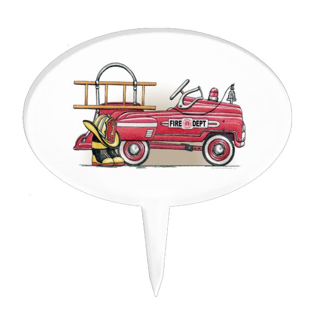 Fire Truck Pedal Car Cake Topper (Front)