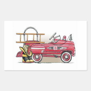 Fire Truck Pedal Car Rectangular Sticker
