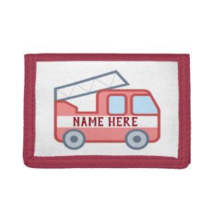 Fire Truck Personalize Customize Fun Red Trifold Wallet