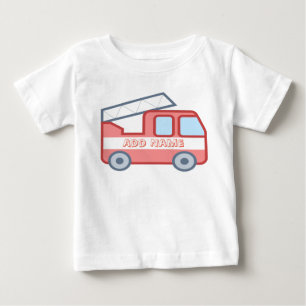 Fire Truck Personalize With Name Baby T-Shirt