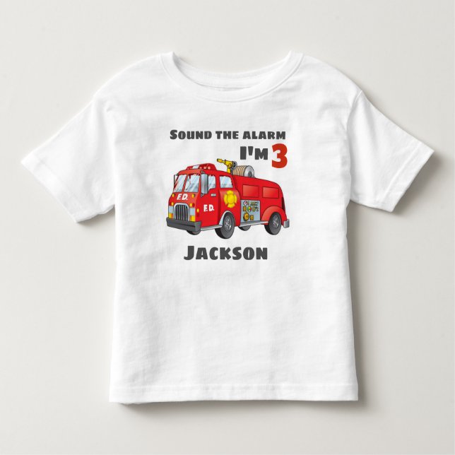 Fire Truck Personalized Birthday Tshirt (Front)