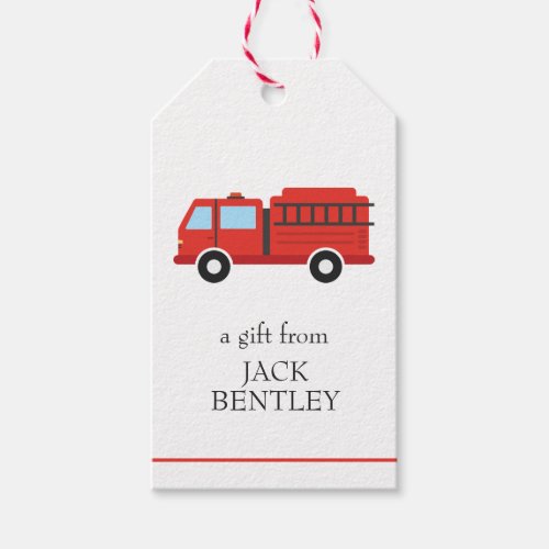 Fire Truck Personalized Gift Tags