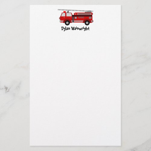 Fire Truck Personalized Stationery