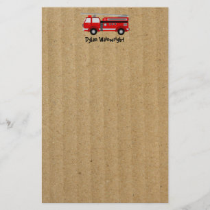 Fire Truck Personalized Stationery Kraft Paper